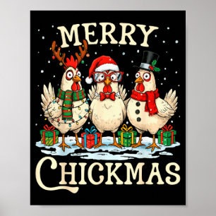 Affiche Chapeau de Santa Noël de poulet Joyeux Chickmas Xm