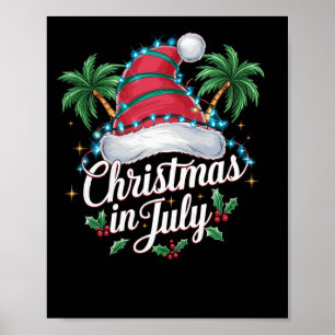 Affiche Chapeau de Santa Noël d'été et palmiers - Trocal X