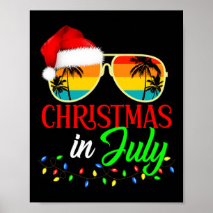 Affiche Chapeau de Santa Noël en Juillet Lunettes d'été Va