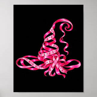 Affiche Chapeau de sorcière à ruban rose pour la sensibili