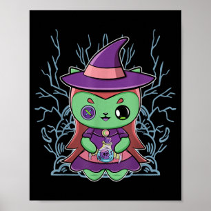 Affiche Chapeau De Sorcière Chat Noir Mignon Et Potion Mag