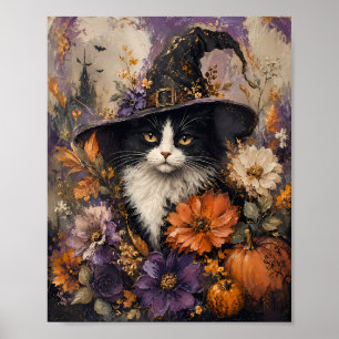 Affiche Chapeau de sorcière de chat noir Whimsigothic auto