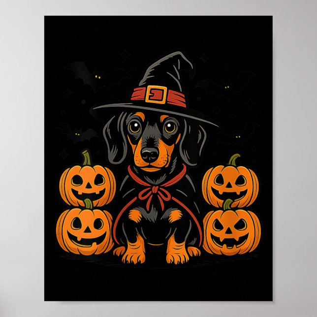Affiche Chapeau de sorcière de citrouille pour chienne tec (Devant)