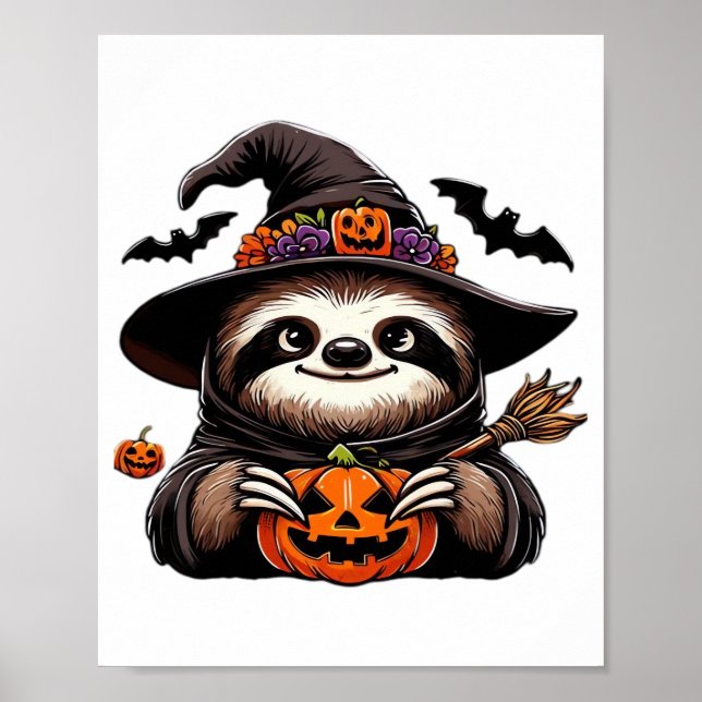 Affiche Chapeau de sorcière de paresseux effrayant d'Hallo (Devant)