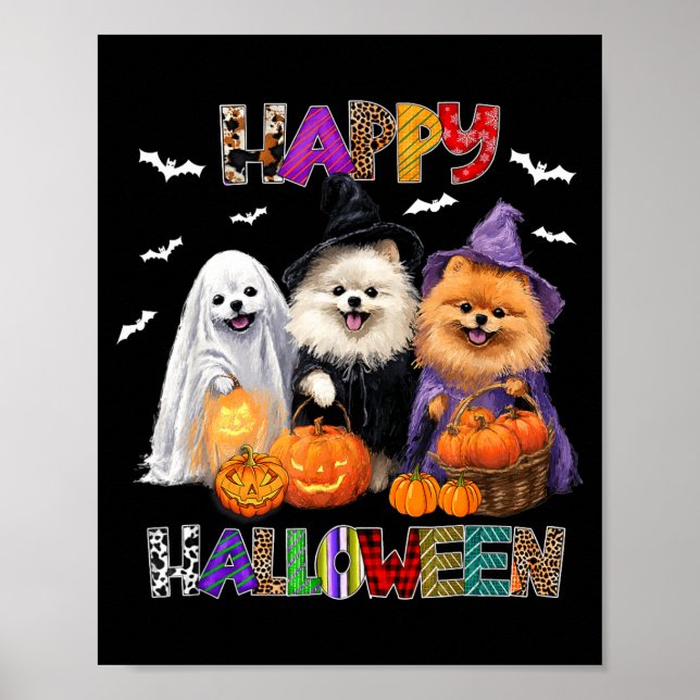Affiche Chapeau de sorcière d'Halloween de chien de Pembro (Devant)