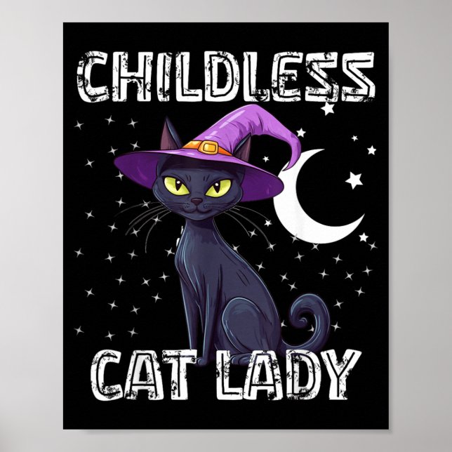 Affiche Chapeau de sorcière effrayant de dame de chat sans (Devant)