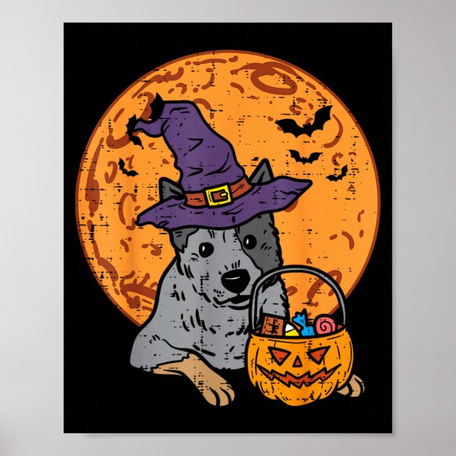 Affiche Chapeau de Sorcière Lune Citrouille Lanterne Hallo (Devant)