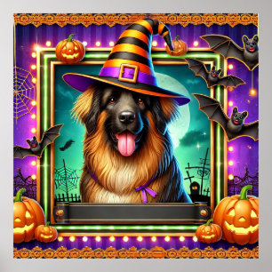 Affiche Chapeau de Sorcière pour Chien d'Halloween Chauves