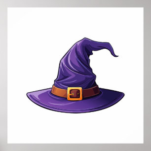 Affiche Chapeau de sorcière violet Halloween