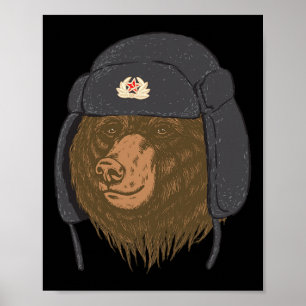 Affiche Chapeau en fourrure d'ours russe - Ushanka Chapka