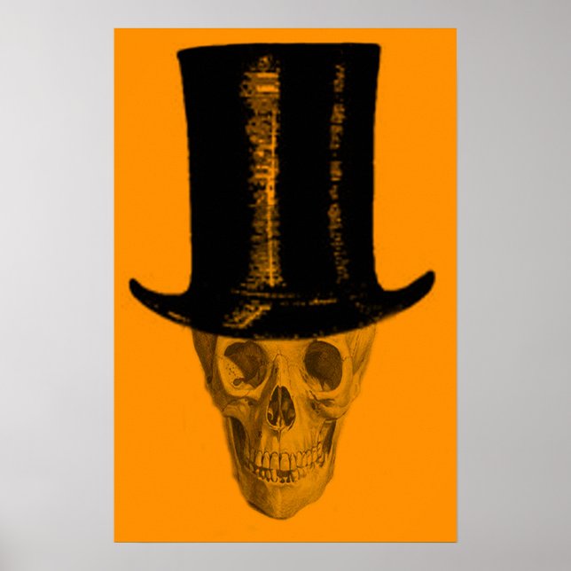 Affiche Chapeau haut-de-forme crâne orange (Devant)