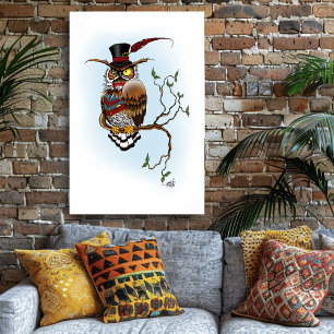 Affiche Chapeau haut de style steampunk victorien élégant 