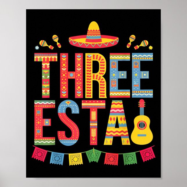 Affiche Chapeau mexicain de fiesta pour les 3 ans de Three (Devant)