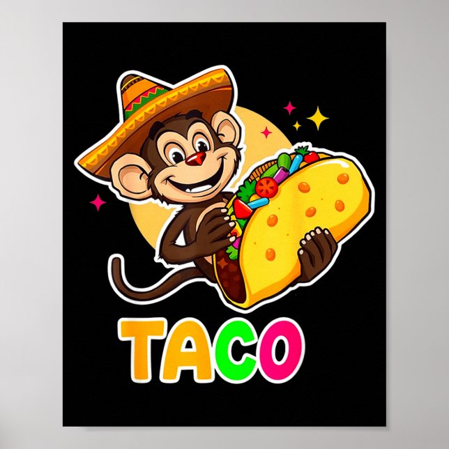 Affiche Chapeau mexicain singe taco el squatcho fun cinco (Devant)