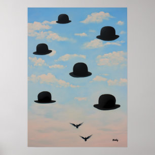 Affiche Chapeaux Melon Flottants Art de Paysage Onirique