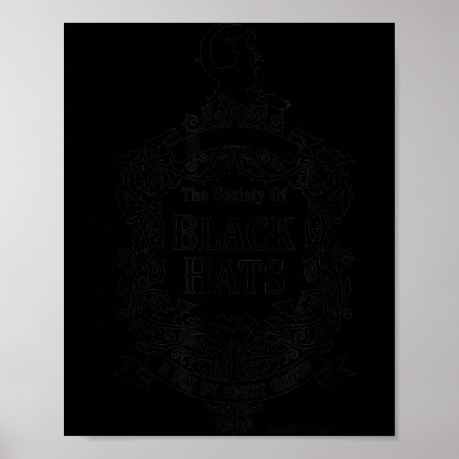 Affiche Chapeaux noirs société halloween sorcière volant l (Devant)