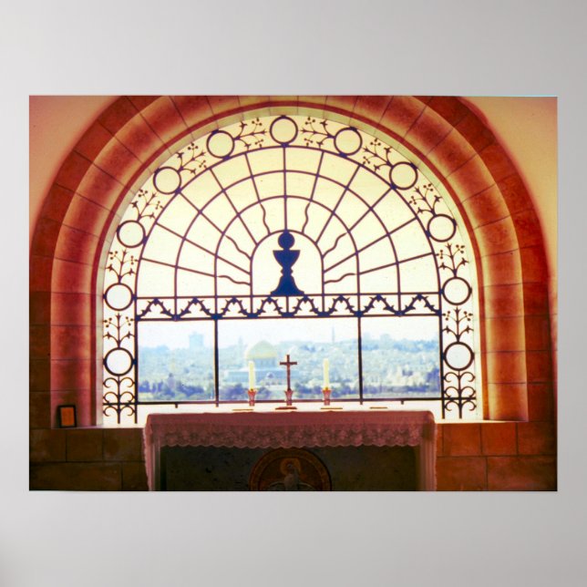 Affiche Chapelle "Dominus Flevit" de Jérusalem, Mont des O (Devant)