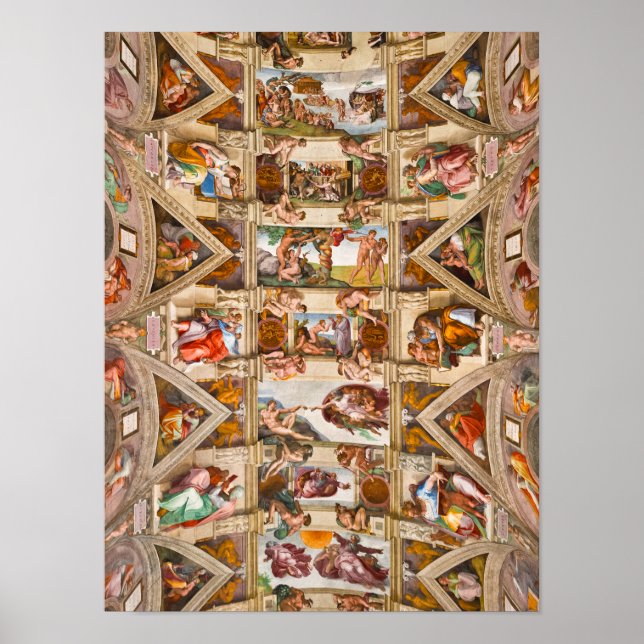 Affiche Chapelle Sixtine Plafond par Michelangelo Buonarro (Devant)