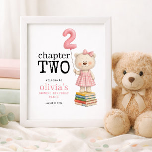 Affiche Chapitre deux ours en peluche livres fille 2e anni