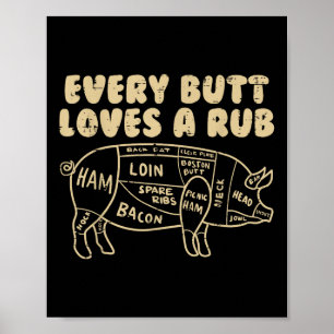 Affiche Chaque Beurre Aime Un Porc Rub Drôle Grill Grilli 