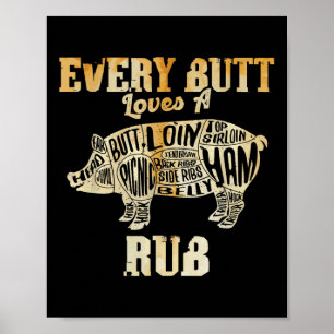 Affiche Chaque Bouton Aime Un Bon Rub Drôle Porc Porc Bbq