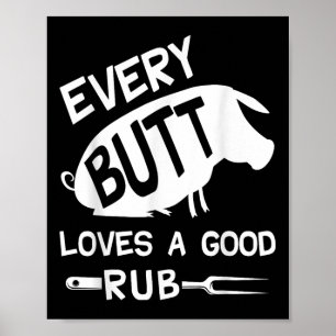 Affiche Chaque Bouton Aime Un Bon Rub Drôle Porc Porc Bbq
