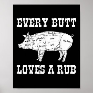 Affiche Chaque Butt aime Rub Grilling Bbq Smoker Cadeau Pa