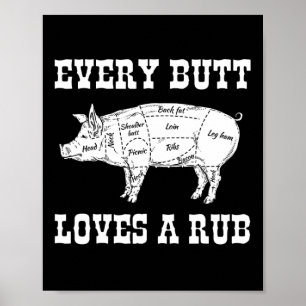 Affiche Chaque Butt aime Rub Grilling Bbq Smoker Cadeau Pa