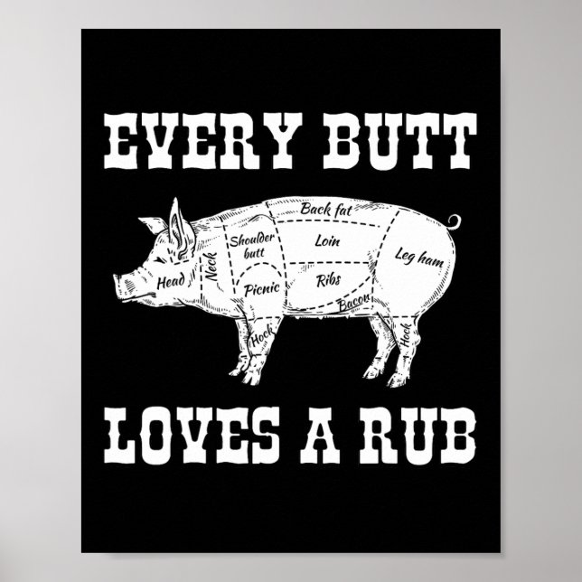 Affiche Chaque Butt aime Rub Grilling Bbq Smoker Cadeau Pa (Devant)