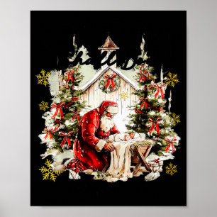 Affiche Chaque genou doit plier Drôle de Père Noël à genou
