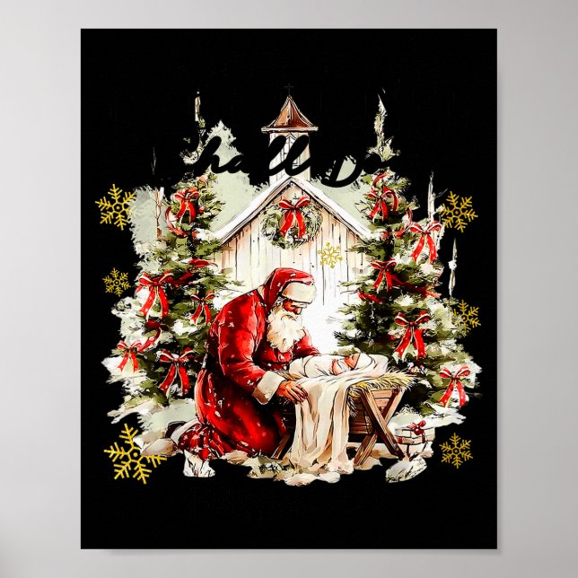 Affiche Chaque genou doit plier Drôle de Père Noël à genou (Devant)
