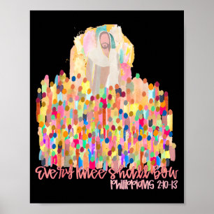 Affiche Chaque genou fléchira Verset biblique chrétien Jés