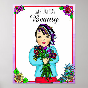 Affiche Chaque jour a Beauté Folk Art Main tiré Punk Girl