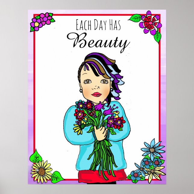 Affiche Chaque jour a Beauté Folk Art Main tiré Punk Girl (Devant)