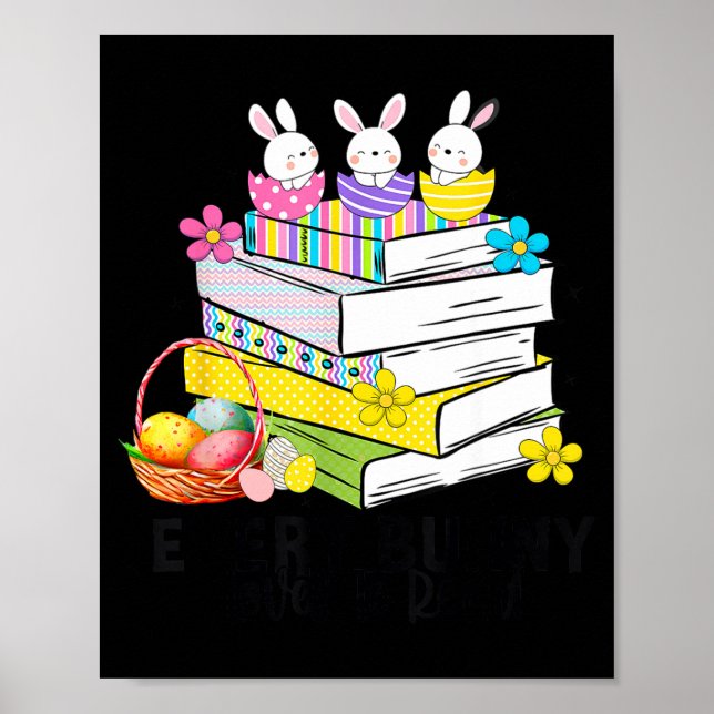 Affiche Chaque lapin adore lire un livre de lecture mignon (Devant)