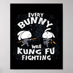 Affiche Chaque lapin faisait du kung-fu en karaté ninja de