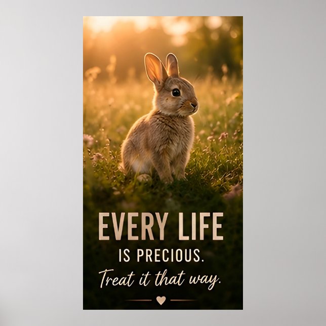 Affiche 🐰 Chaque vie est précieuse Traitez-la comme telle (Devant)