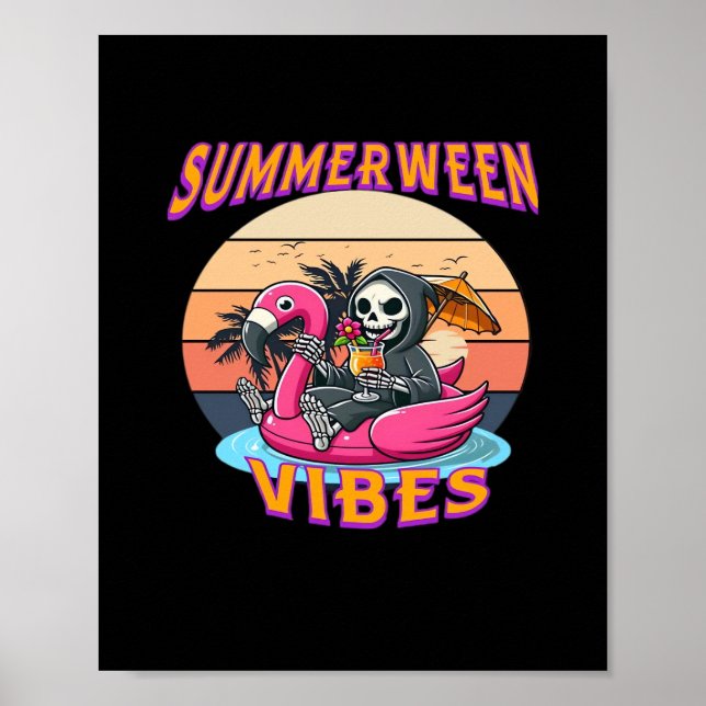 Affiche Char de Flamant rose Summerween Vibes Grim Reaper  (Devant)