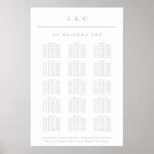 Affiche Char de Mariage de calligraphie rose sale