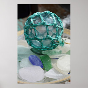 Affiche Char de pêche en verre, Alaska