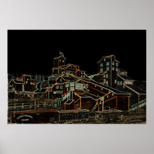 Affiche Charbon Anthracite Mines Charbon Miner Miner néon