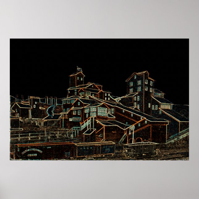 Affiche Charbon Anthracite Mines Charbon Miner Miner néon  (Devant)