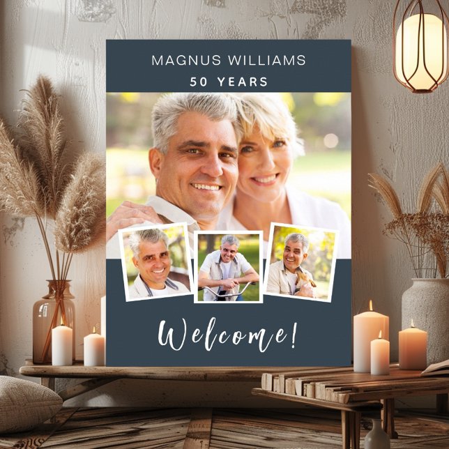 Affiche Charcoal grey photo collage anniversaire fête bien (Créateur téléchargé)