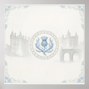 Affiche Chardon Écossais Bleu Art du Château Patrimoine