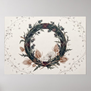 Affiche Chardon tissé de Tartan foncé Art de couronne écos