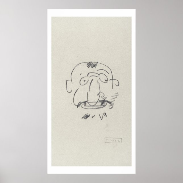 Affiche Charge de Lautrec par Lui-Meme (crayon sur papier) (Devant)