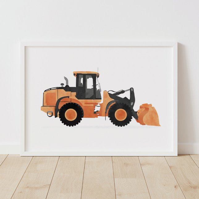 Affiche Chargement de roue orange de véhicule de construct (Créateur téléchargé)