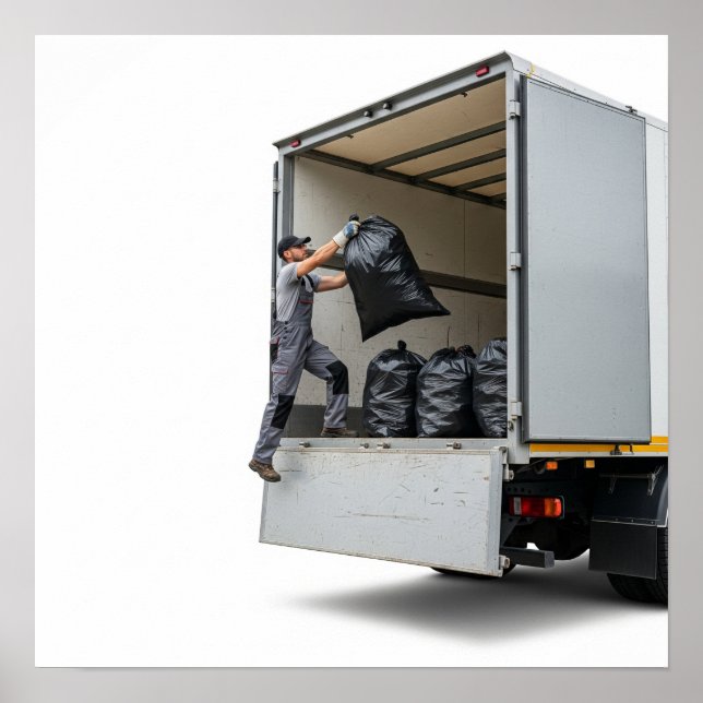 Affiche Chargement du camion de gestion des déchets (Devant)