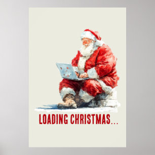 Affiche Chargement Noël amusant Père Noël Design