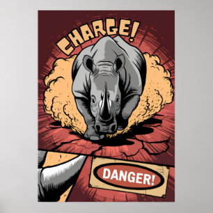 Affiche Charger Rhino Comic - Puissance sauvage et danger